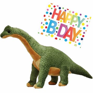 Dino Brachiosaurus knuffel - pluche - 43 cm - cadeau set, Verzenden, Nieuw