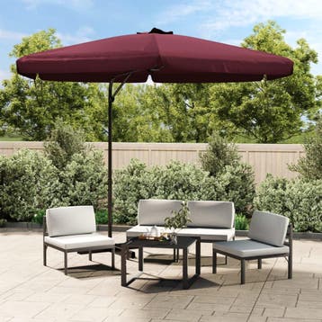 vidaXL Parasol met stalen paal 300 cm bordeauxrood, Verzenden, Nieuw, 3 tot 4 meter