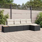 vidaXL Tuinbankenset met kussen 5 pcs Zwart Poly riet, Verzenden, Nieuw, Rotan