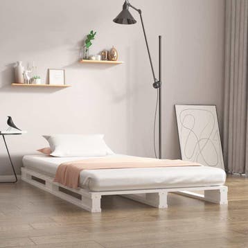 vidaXL Palletbed massief grenenhout wit 100x200 cm, Huis en Inrichting, 100 cm, Eenpersoons, Verzenden, Wit