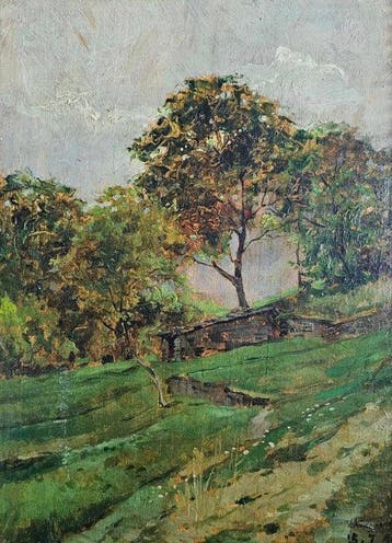 Mario Viani DOvrano (1862-1922) - Paesaggio di Campagna