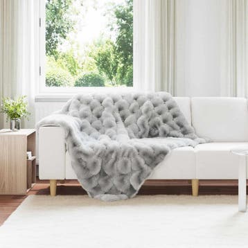 vidaXL Antislip deken van imitatie konijnenbont Olite Grijs, Verzenden, Nieuw, Grijs