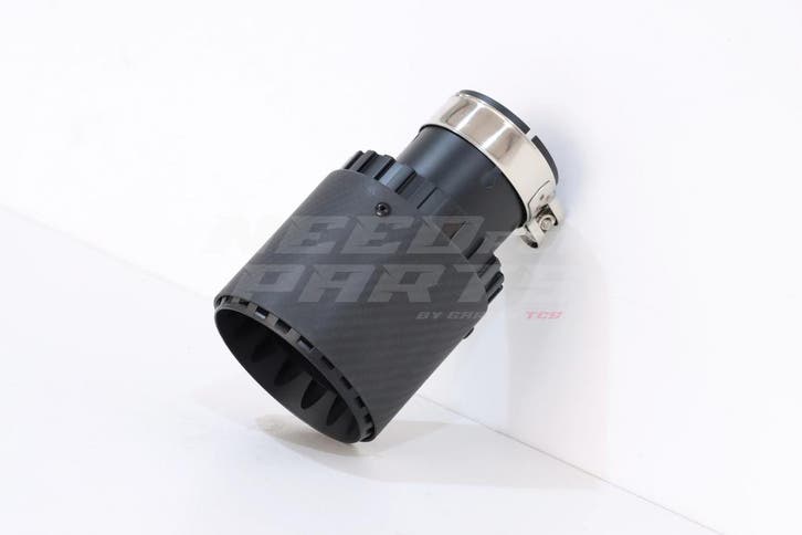 Black Gearwheel Matte Carbon Exhaust Tip 89mm, Auto-onderdelen, Uitlaatsystemen, Ophalen of Verzenden