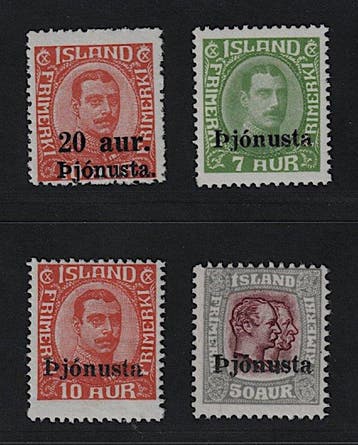 IJsland 1923 - ISLAND Dienstmerken 43+63-65 ** Overdrukken, Gestempeld