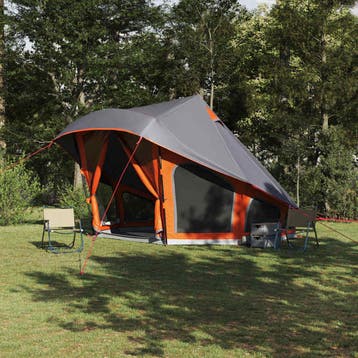 vidaXL Tipi Tent met dak Grijs en Oranje 508 x 470 x 300 cm, Verzenden, Nieuw, Tot en met 2