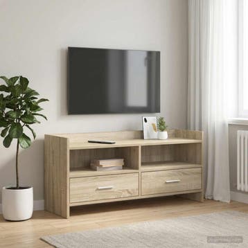 vidaXL TV-kast 100 x 33 x 47 cm Sonoma Eiken Bewerkt hout, Minder dan 50 cm, Verzenden, Nieuw, Minder dan 100 cm