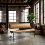 Leren eetkamerbank Solid - Granada Amber (cognac) - Poten, Huis en Inrichting, Stoelen, Ophalen of Verzenden, Nieuw, Leer