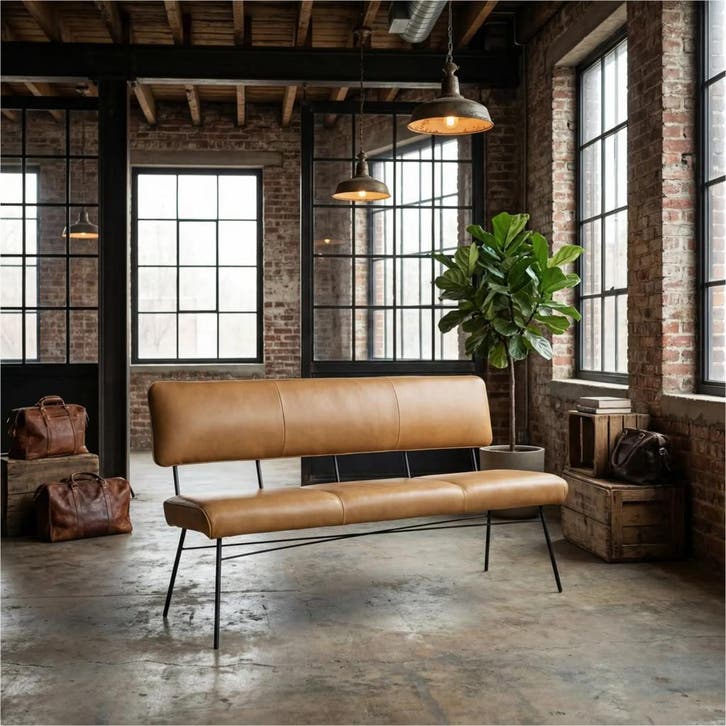 Leren eetkamerbank Solid - Granada Amber (cognac) - Poten, Huis en Inrichting, Stoelen, Nieuw, Leer, Ophalen of Verzenden