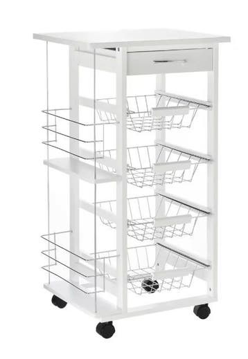 Witte Keukentrolley met Manden, Lade en Planken – 83 cm, Verzenden, Nieuw