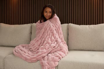 2dekans | Sjumo Plaid Faux Fur – 150 x 200 cm – Candy Cloud, Ophalen of Verzenden, Zo goed als nieuw