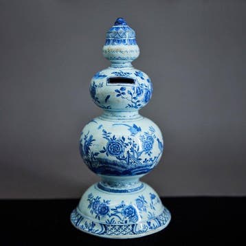 Spaarpot - Aardewerk - Oude faience-spaarpot, Antiek en Kunst
