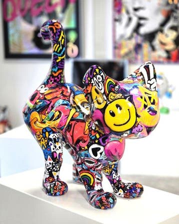 Patryk Konrad - Handmade Pop Art Cat Sculpture: Vibrant