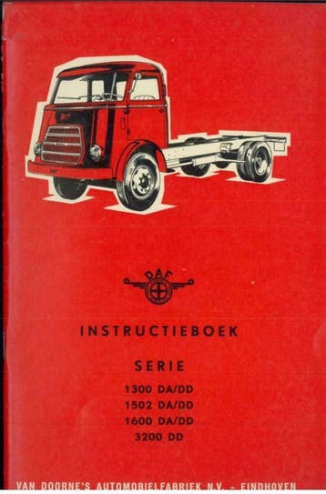 1960 DAF SERIE 1300 1502 1600 3200 DA/DD instructieboek, Verzenden