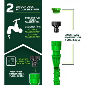 Flexibele Tuinslang - Inc. sproeikop - 45 meter - Groen, Tuin en Terras, Verzenden, Zo goed als nieuw