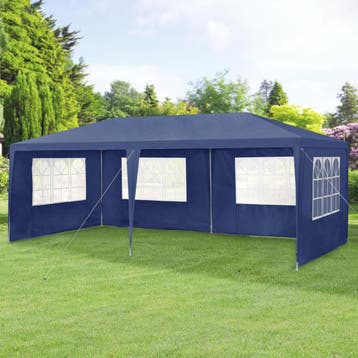 Paviljoen partytent met 6 zijwanden 6x3x2,55 m donkerblauw, Verzenden, Nieuw