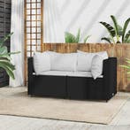 vidaXL Tuinhoekbanken met kussens 2 st poly rattan zwart, Verzenden, Nieuw