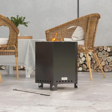 Outsunny Rookloze Terras Vuurschaal met Schep - Compact en S, Verzenden, Nieuw