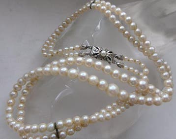 Zonder minimumprijs - Halsketting Zilver, Akoya parels,, Nieuw