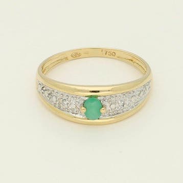 Ring - 18 karaat Geel goud Smaragd - Diamant, Nieuw
