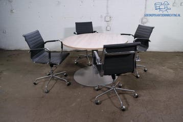 Ronde vergadertafel Ø120 robson eiken grijze trompetvoet, Verzenden, Gebruikt