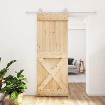 vidaXL Schuifdeur 80 x 210 cm Massief Grenenhout, Verzenden, Nieuw