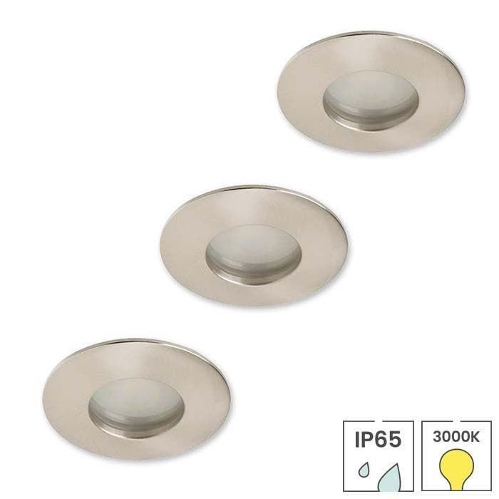 3 spotjes nikkel | IP65 inbouwspot LED badkamer | 3.5W 3000K, Huis en Inrichting, Lampen | Spots, Plafondspot of Wandspot, Nieuw