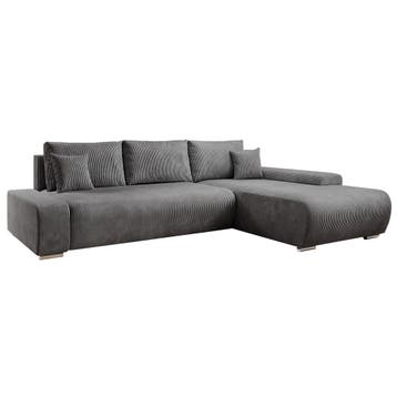 Sofa Iseo - Rechts - Met slaapfunctie - Donkergrijs, Huis en Inrichting, Verzenden, Nieuw
