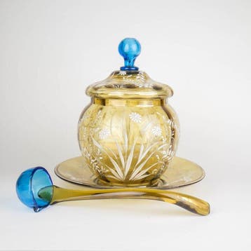 French/ Legras - Kom - Art Nouveau punch bowl with ladle,
