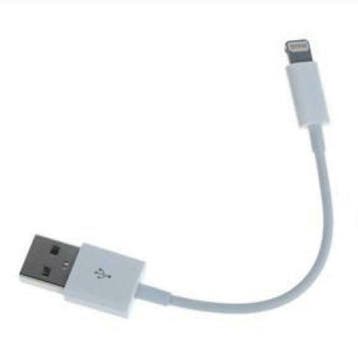 Lightning USB Kabel voor iPhone - iPad - iPod -  10cm Wit, Verzenden, Nieuw, Dock of Kabel, Nano