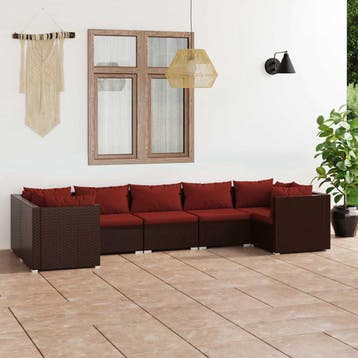 vidaXL 7-delige Loungeset met kussens poly rattan bruin, Verzenden, Nieuw, Loungeset