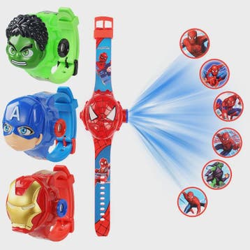 Projectie Kinderhorloge met Superhelden - Spiderman, Iron Ma, Verzenden, Nieuw