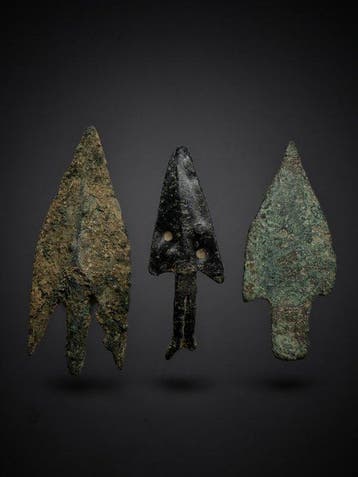 Bronstijd / ijzertijd pijlpunten - zeldzame types - met, Antiek en Kunst