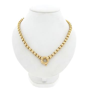 Gouden jasseronschakel collier; 14 karaat; 46 cm (Ketting), Ophalen of Verzenden, Gebruikt, Goud, Goud