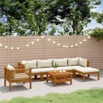 vidaXL 7-delige Loungeset met crèmekleurige kussens massief, Verzenden, Nieuw, Hardhout, Loungeset