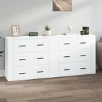 vidaXL Dressoirs 2 st bewerkt hout wit, Huis en Inrichting, Kasten | Dressoirs, Verzenden, 150 tot 200 cm, Nieuw, 25 tot 50 cm