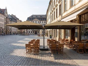 Veiling - Vierdubbele hangende parasol Taupe (4 * 300x300cm), Tuin en Terras, Nieuw