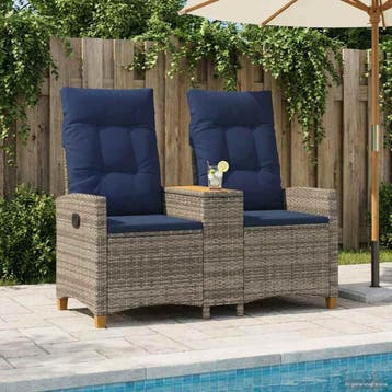 vidaXL Ligbank met tafel 2 -Seater 126 x 65 x 112 cm poly, Verzenden, Nieuw