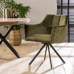 Fraaai Ramon eetkamerstoel velvet draaibaar groen - Outlet, Ophalen of Verzenden, Nieuw