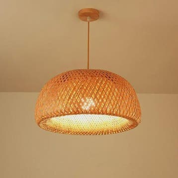Bamboe Hanglamp 38/45cm - Handgeweven Rotan Lantaarn met E27, Verzenden, Nieuw