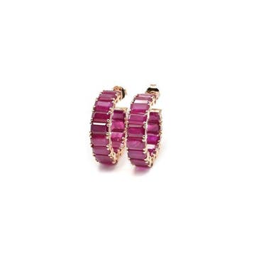Oorbellen - 14 karaat Roségoud - 9.66ct. tw. Robijn, Nieuw