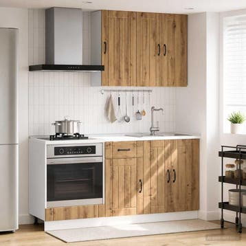 vidaXL Keukenblok LUCCA 5 st Artisanaal eiken Bewerkt hout, Verzenden, Nieuw, Bruin