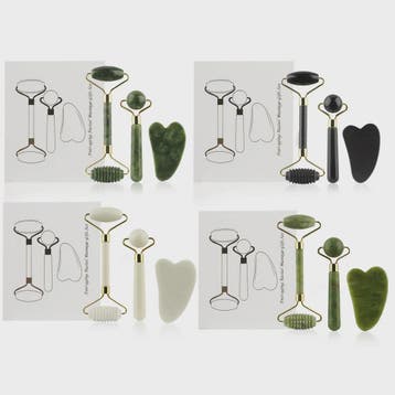 3-in-1 Gezichtsroller & Gua Sha Set - Jade Roller, Oogroller, Verzenden, Nieuw