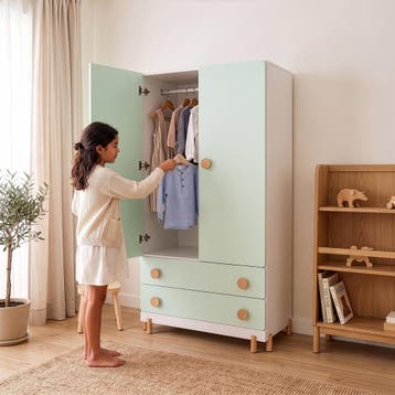 Kinderkledingkast Vaarentaa 156x80x41 cm mintgroen [en.casa], Verzenden, Nieuw