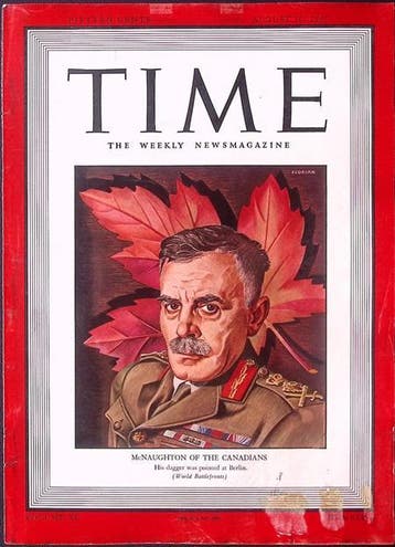 Cover Time Magazine1942 met Andrew McNaughton (lijst optie), Verzamelen, Verzenden