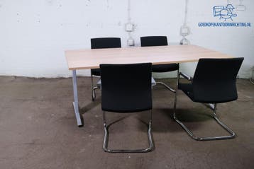 Handmatig verstelbare vergadertafel Havanna 200x100 cm grijs, Verzenden, Gebruikt