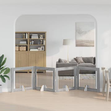 vidaXL Opvouwbaar hondenhek met standaards 4 st Grijs Sonoma, Dieren en Toebehoren, Honden-accessoires, Verzenden, Nieuw