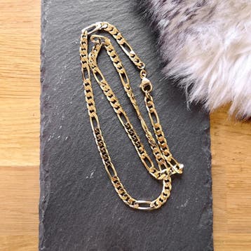 Gouden Figaro schakel ketting | 50 cm, Ophalen of Verzenden, Gebruikt, Goud, Goud