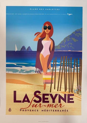 Monsieur Z - Affiche de Tourisme La Seyne Sur-Mer - Plage