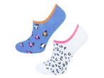 2 paar meisjes Footies - Leopard - Blauw/Wit, Verzenden, Nieuw