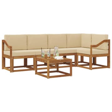 vidaXL Buiten bankenset met kussen 6 pcs Natuurlijk en Beige, Verzenden, Nieuw